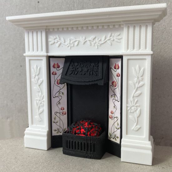 White Surround Fireplace with Glowing Fire #2