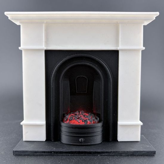 Fireplace with Glowing Fire - White