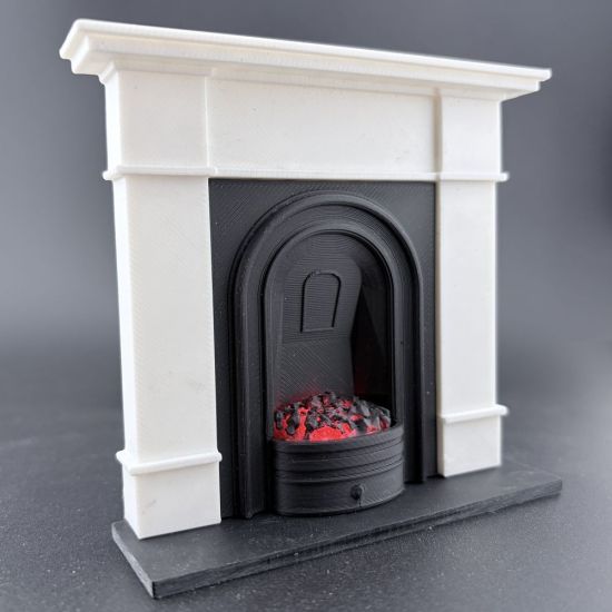 Fireplace with Glowing Fire - White #2