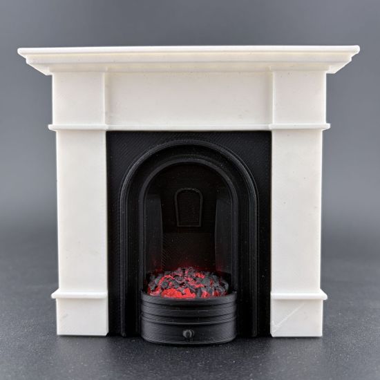 Fireplace with Glowing Fire - White #3