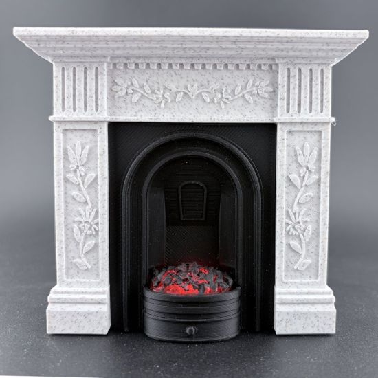 Fireplace with Glowing Fire - Marble #3