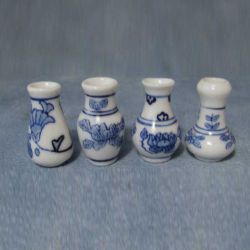 Blue Floral Vases x4