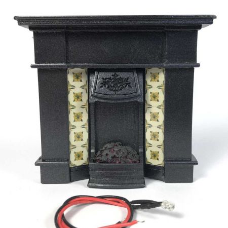 Dolls House Fireplace with Glowing Fire