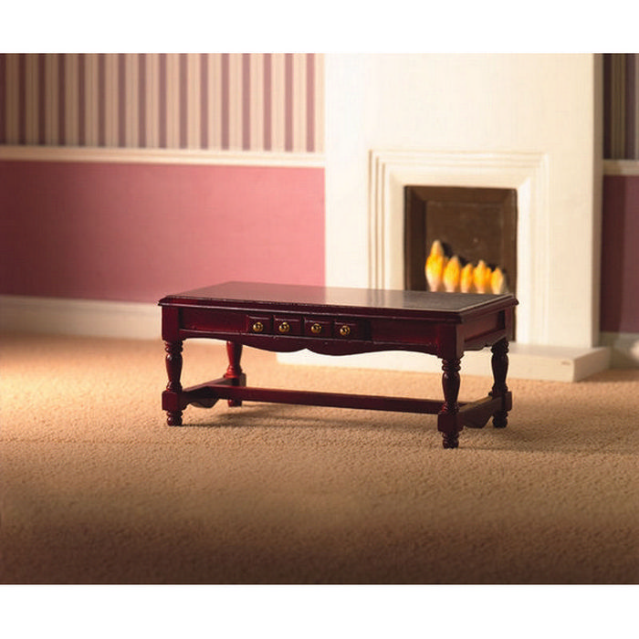 Dolls House Oblong Mahogany Coffee Table With Drawer 2399
