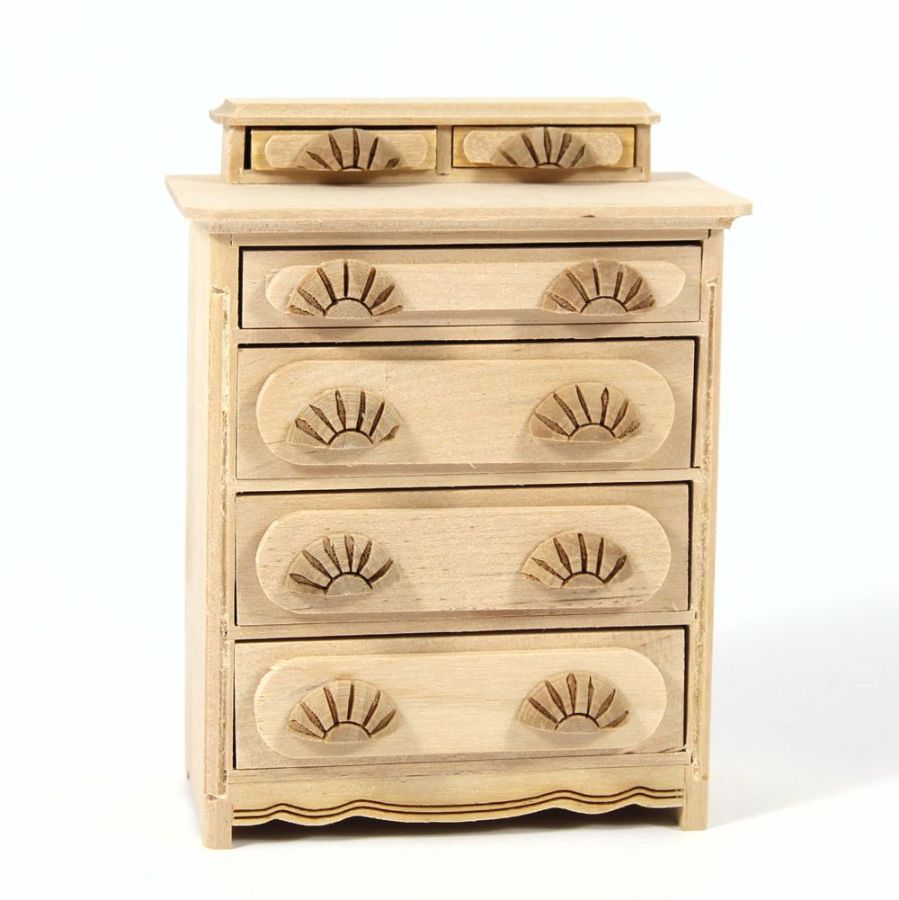 Chest Of Drawers 1 12 Scale Plain Wood Bef168 Bromley Craft