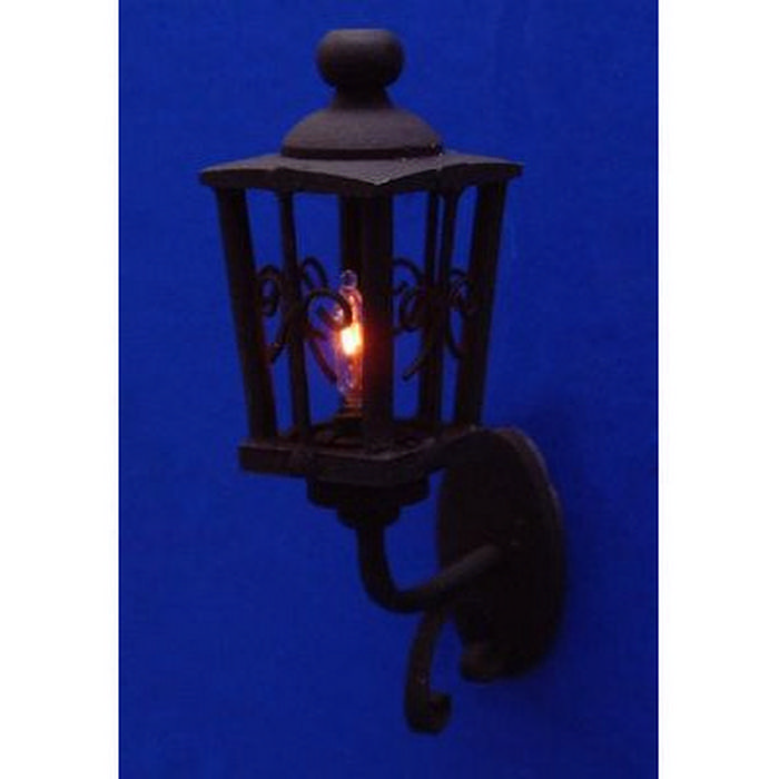 LED Black Coach Lamp 2334 dollhouse 1/12 scale replaceable battery metal Light 