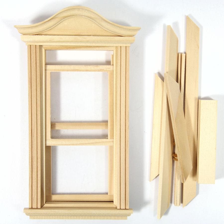 Window 6 over 6-405HS wood dollhouse miniature 1/24 scale USA Half Scale 