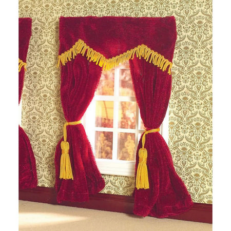 Red Velvet Curtains with Pelmet #2