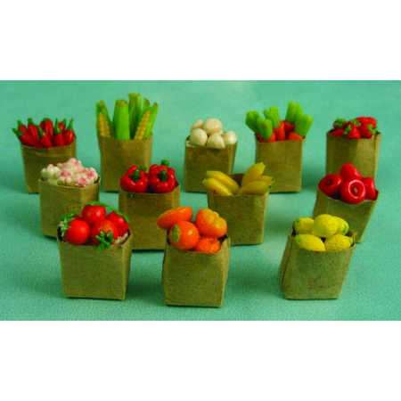 Selection of 12 Fruit & Vegetables in Paper Bags