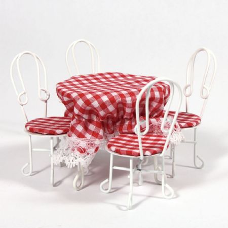 White Table & 4 Chairs for Dolls House