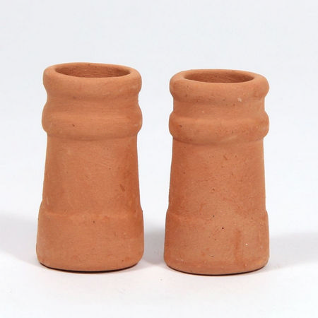 Chimney Pots (pair) - Round for 1:12 Scale Dolls House