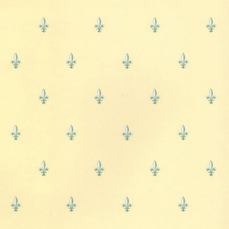 Fleur de Lys Wallpaper - Green on Cream