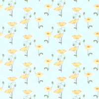 Yellow Poppy Dolls House Wallpaper