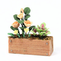 Pink / Peach Roses in Wooden Window Box