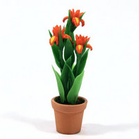 Orange flower Pot Plant for Dolls House
