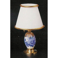 Blue & White Dolls House Table Lamp with Shade