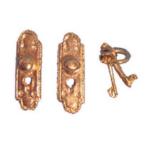 Brass Fingerplate Door Knobs with Key - Pair