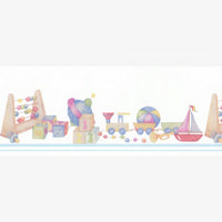 Toybox Blue Dolls House Wallpaper Border